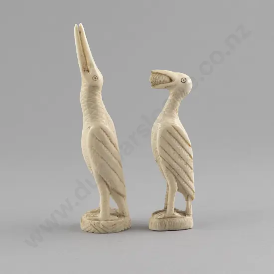 Two Ethnographical Carved Ivory Birds