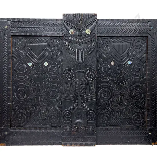 An Early 20th Century Carved  Ebonised Panel