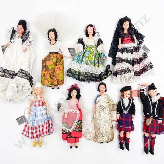 Nine Peggy Nisbet Costume Dolls