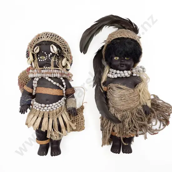 Pair Australian Netta Metti Vinyl Aborigine Costume Dolls