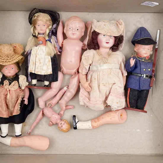 Collection Five Small German Celluloid Dolls