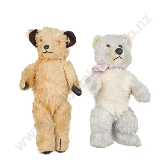 Vintage Chiltern Light Blue and White Mohair Plush Musical Teddy Bear