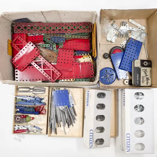 Qty Vintage Meccano including Pilot Figure for Constuctor Aeroplane