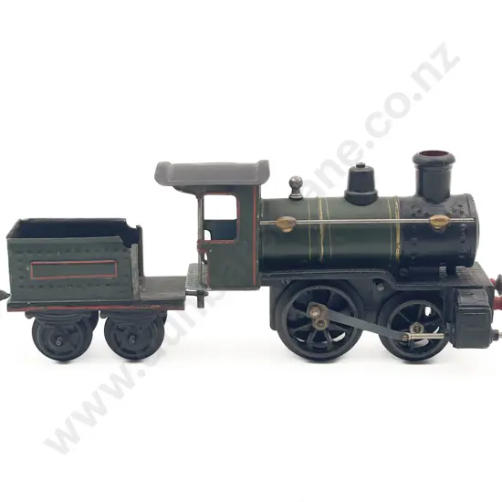 Unidentified Early O Gauge Clockwork Locomotive and Tender