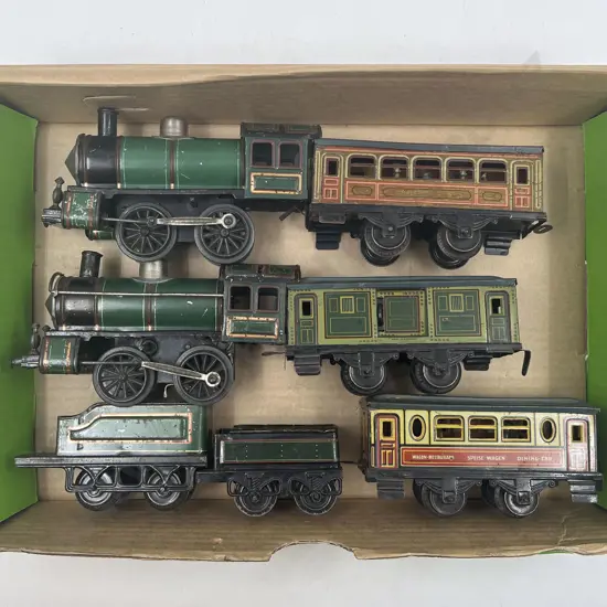 Two Early Unmarked (German) O Gauge Clockwork Locomotive and Tenders