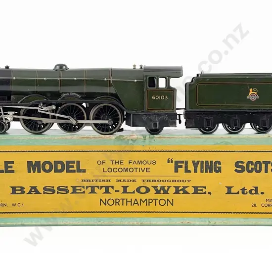 Bassett-Lowke O Gauge Boxed Electric Flying Scotsman Locomotive and 8-wheel Tender