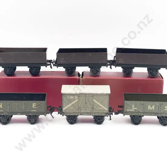 Bassett-Lowke O Gauge Six Tinplate Rolling Stock Wagons