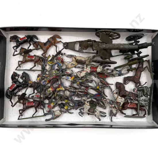 Small Collection Lead Figures and three cannon