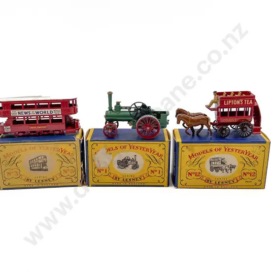 Three Line Drawn Boxed Matchbox Models of Yesteryear Models