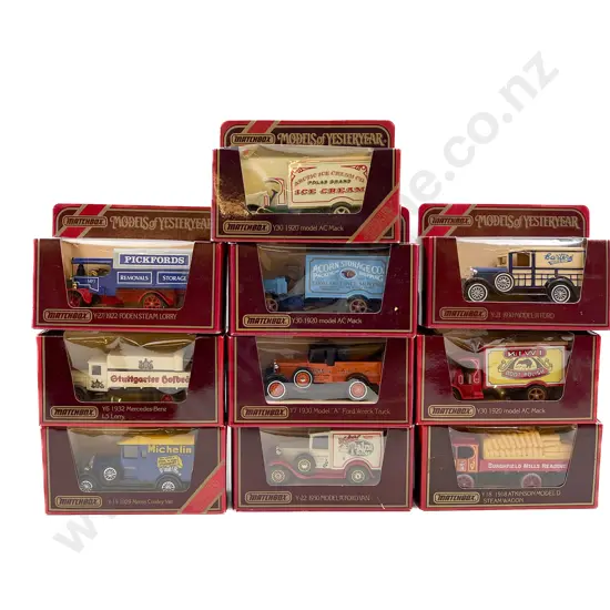 Ten Red Boxed Matchbox Models of Yesteryear