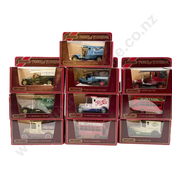 Ten Red Boxed Matchbox Models of Yesteryear