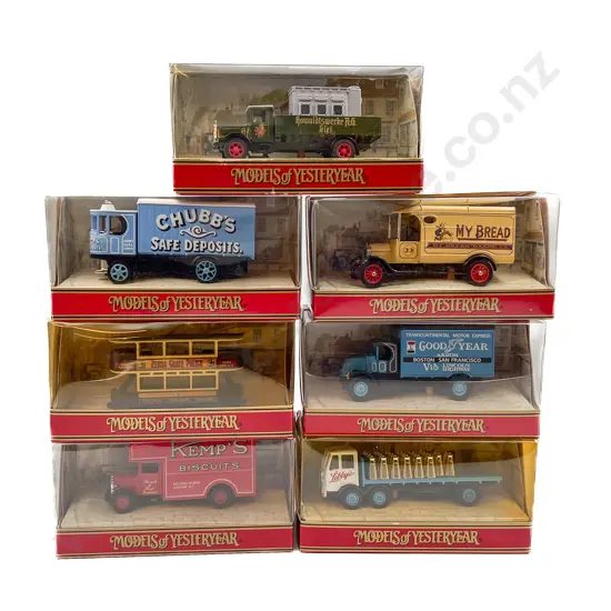 Seven Red Display Boxed Matchbox Models of Yesteryear