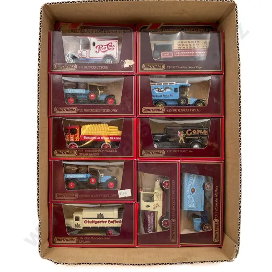 Ten Red Boxed Matchbox Models of Yesteryear