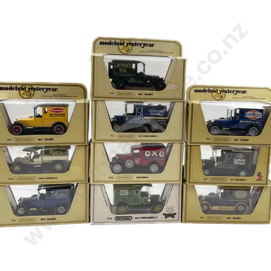 Ten Yellow Boxed Matchbox Models of Yesteryear