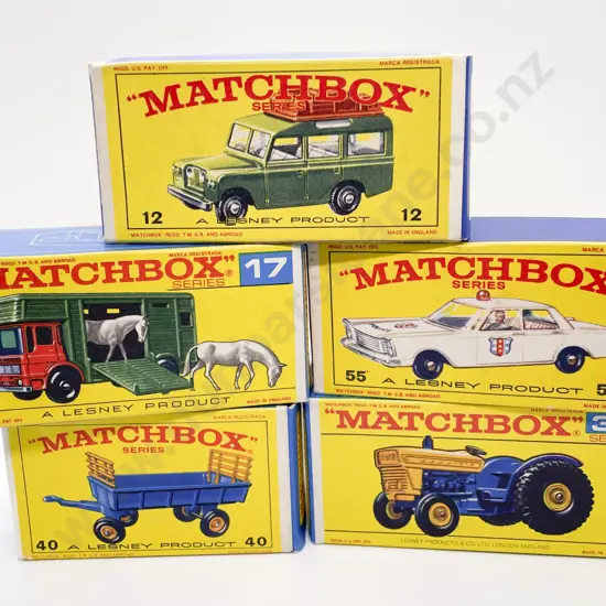 Five Boxed Matchbox Early Issue 1-75 Models