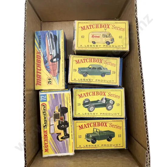 Four Boxed Matchbox Early Issue 1-75 Models and Two Superfast