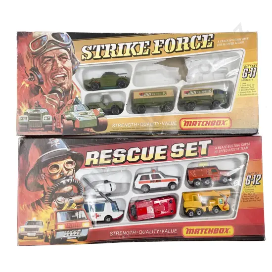 Matchbox C1975 Boxed Gift Set G-12 Rescue Set and G-11 Strike Force