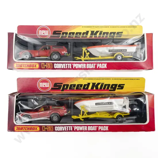 Matchbox Boxed Speed Kings K-58 x2 Corvette 'Power Boat' Pack