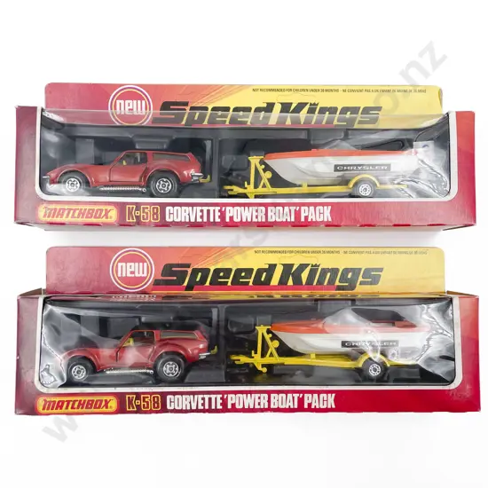 Matchbox Boxed Speed Kings K-58 x2 Corvette 'Power Boat' Pack