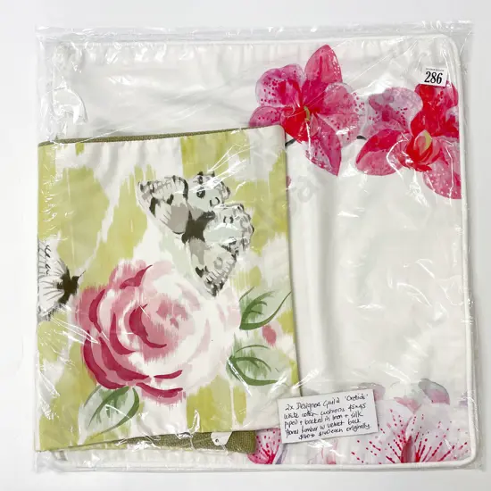Designers Guild 'Orchids' White Cotton Cushion Covers