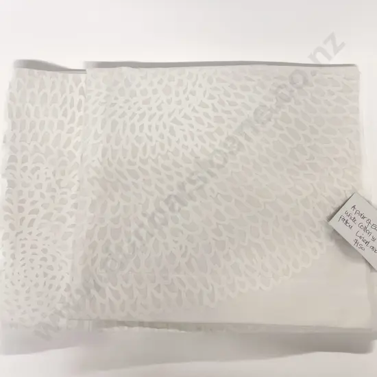 Pair Euro Pillow Covers "White Cotton with Retro Pattern"