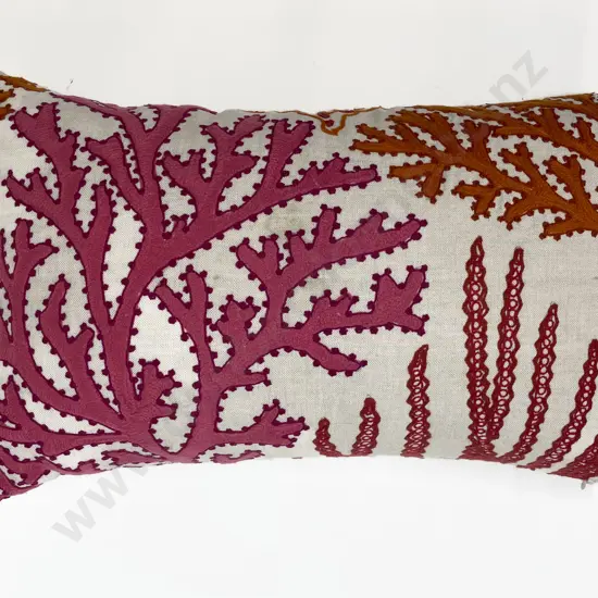Embroidered Linen Lumbar Cushion