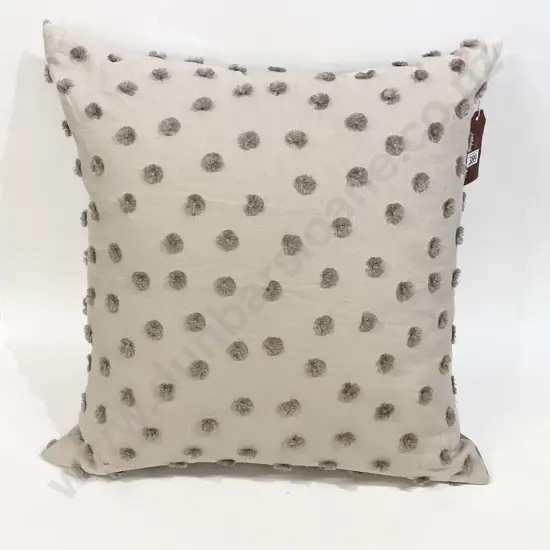 Beige Linen with Cotton Tufted Rosettes Cushion