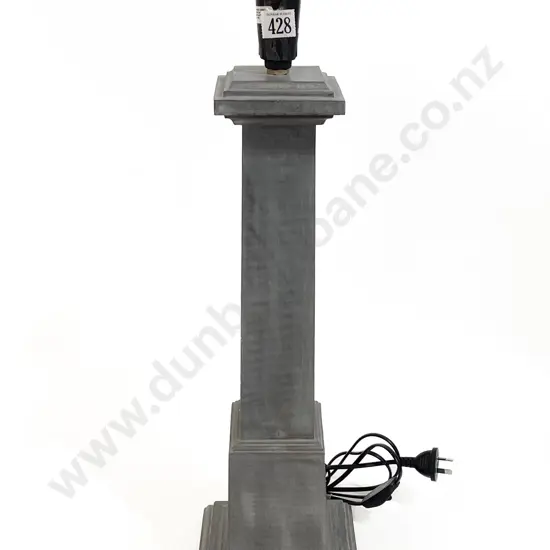 Grey Painted Composition Column Lamp Base