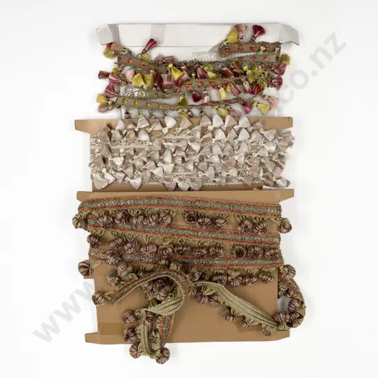 Remainder Lengths Coloured Tassled Trim and Bobbles