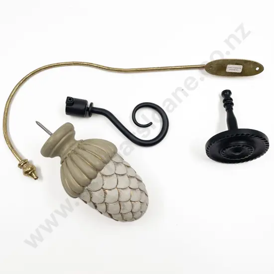 Single Acorn Rod Finial and Two Tiebacks