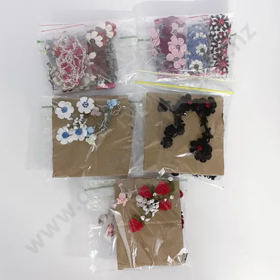 Various Crocheted Flowers and Bead Fancy Trim