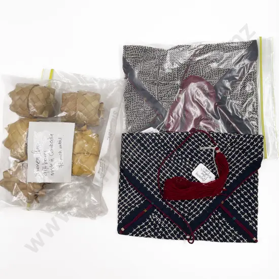 Five Woven Flax Gift Boxes and Northern Laos Handbag