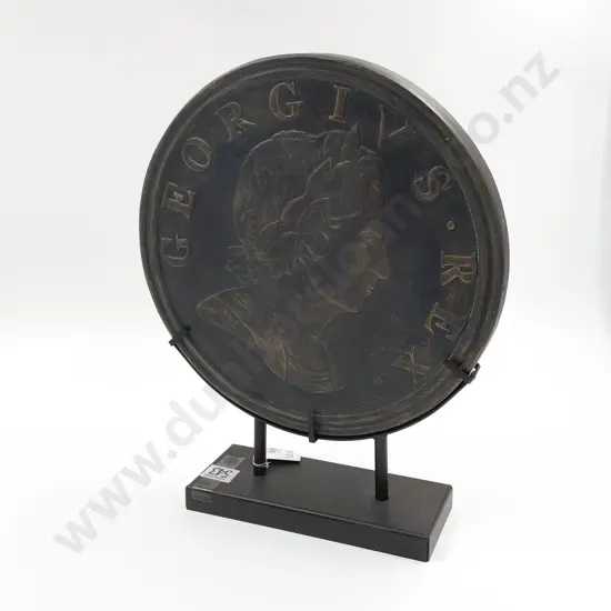 Large Decorative Wooden Britannia Penny on Stand