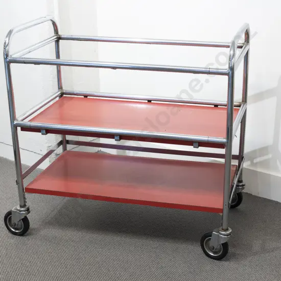 C1950's Chrome and Red Formica Tea Trolley