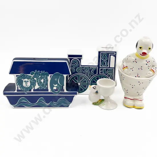 Two Carlton Ware Money Boxes with Clown Lidded Bowl