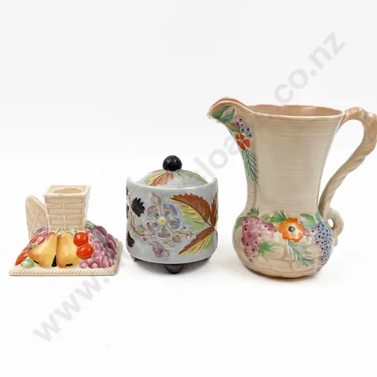 Carleton Ware Jug with Lidded Pot and Candlestick Holder