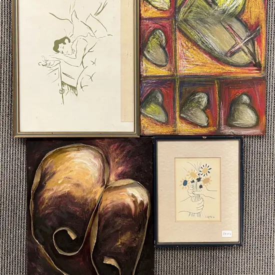 Four Assorted Artworks Including Framed Picasso Print