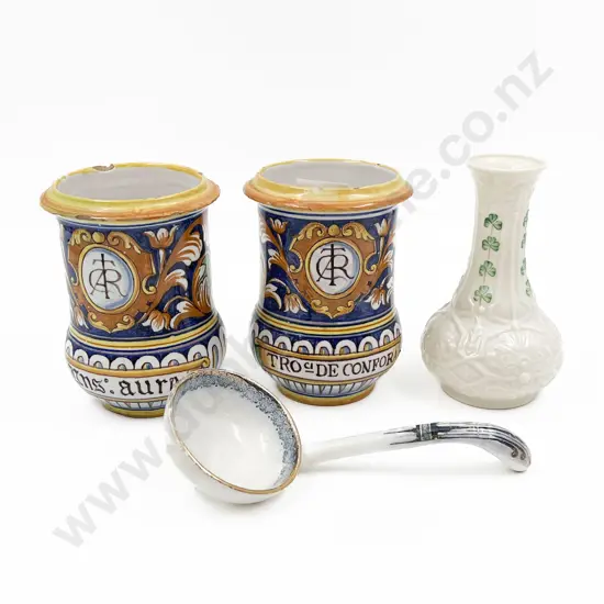 Belleek Vase Together with Pair of Italian Vases (chips) etc