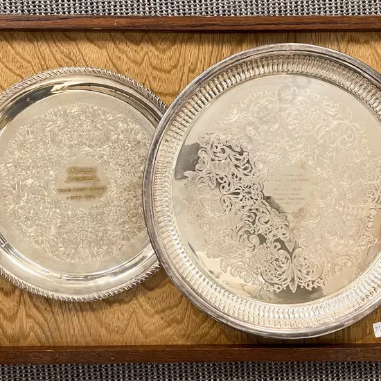 Oak Drinks Tray Together with Two S/P Trays