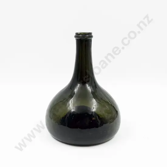 Vintage Green Glass Squat Bottle