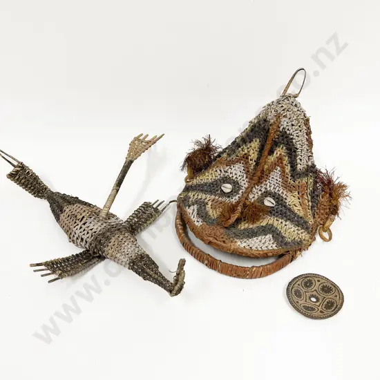 Papua New Guinea Gable Mask With Woven Idol