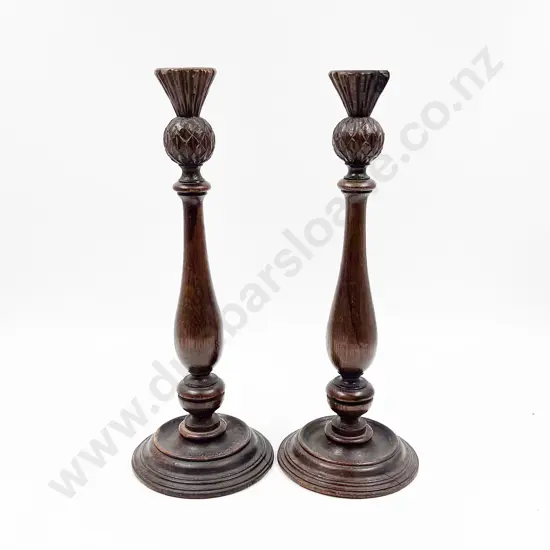 Pair of Antique Carved Candlesticks