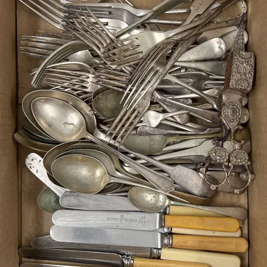 Box of Assorted Cutlery etc
