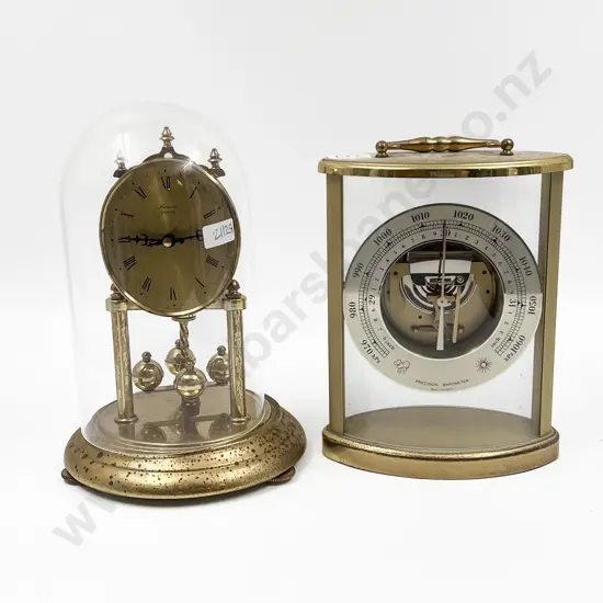 Dome Cased Clock Together with Barometer