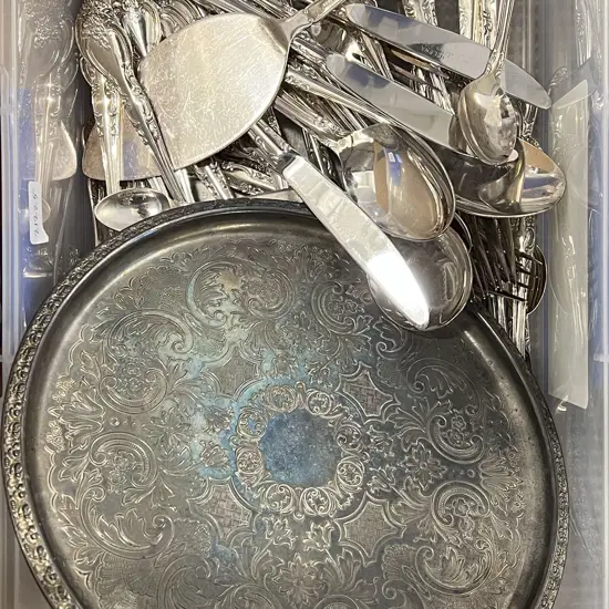 Box of Assorted S/P Cutlery with Small Tray