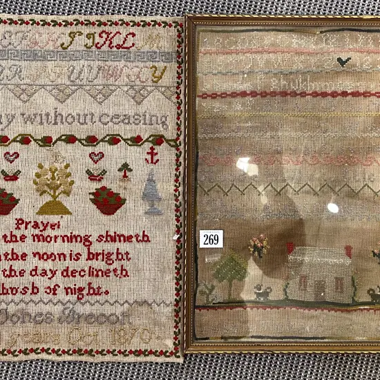Framed Antique Embroidery Together with Loose