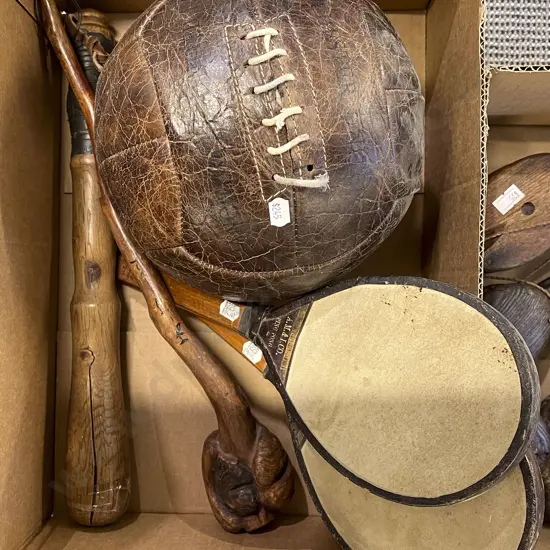 Box of Assorted Vintage Including Ping Pong Panels