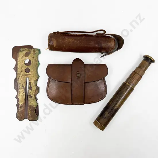 Vintage Telescope with Two Tailors Button Gauges etc
