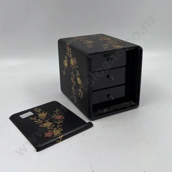Small Lacquered Jewellery Box with Assorted Cuff Links