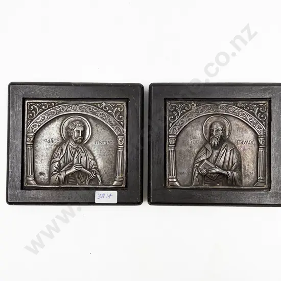 Two Small Silver Framed Religious Icons